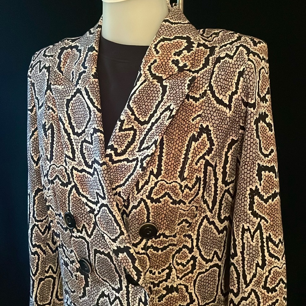 Six Button Double Breasted Knit Python Print Blaz… - image 1